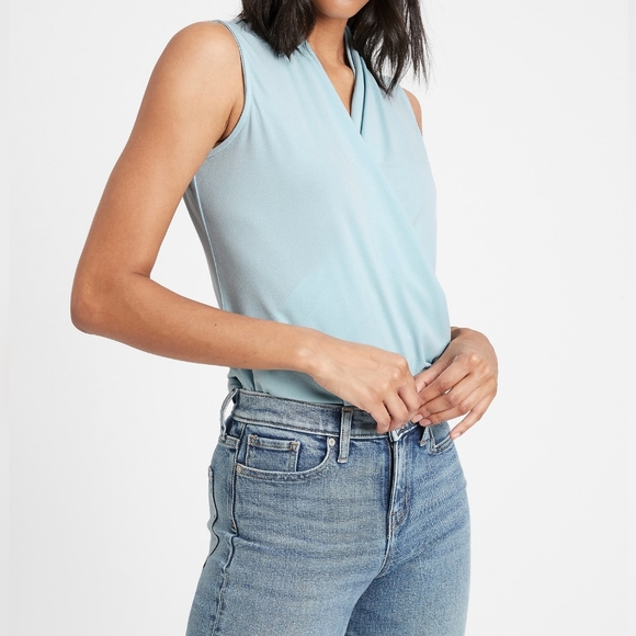 Banana Republic Tops - NWT Banana Republic Blue Sleeveless Wrap Effect Top Size S